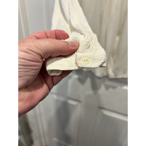 H&M‎ Women's Off White  Chiffon Blouse Size 10 Long Sleeve Boho Embroidered - Picture 4 of 6